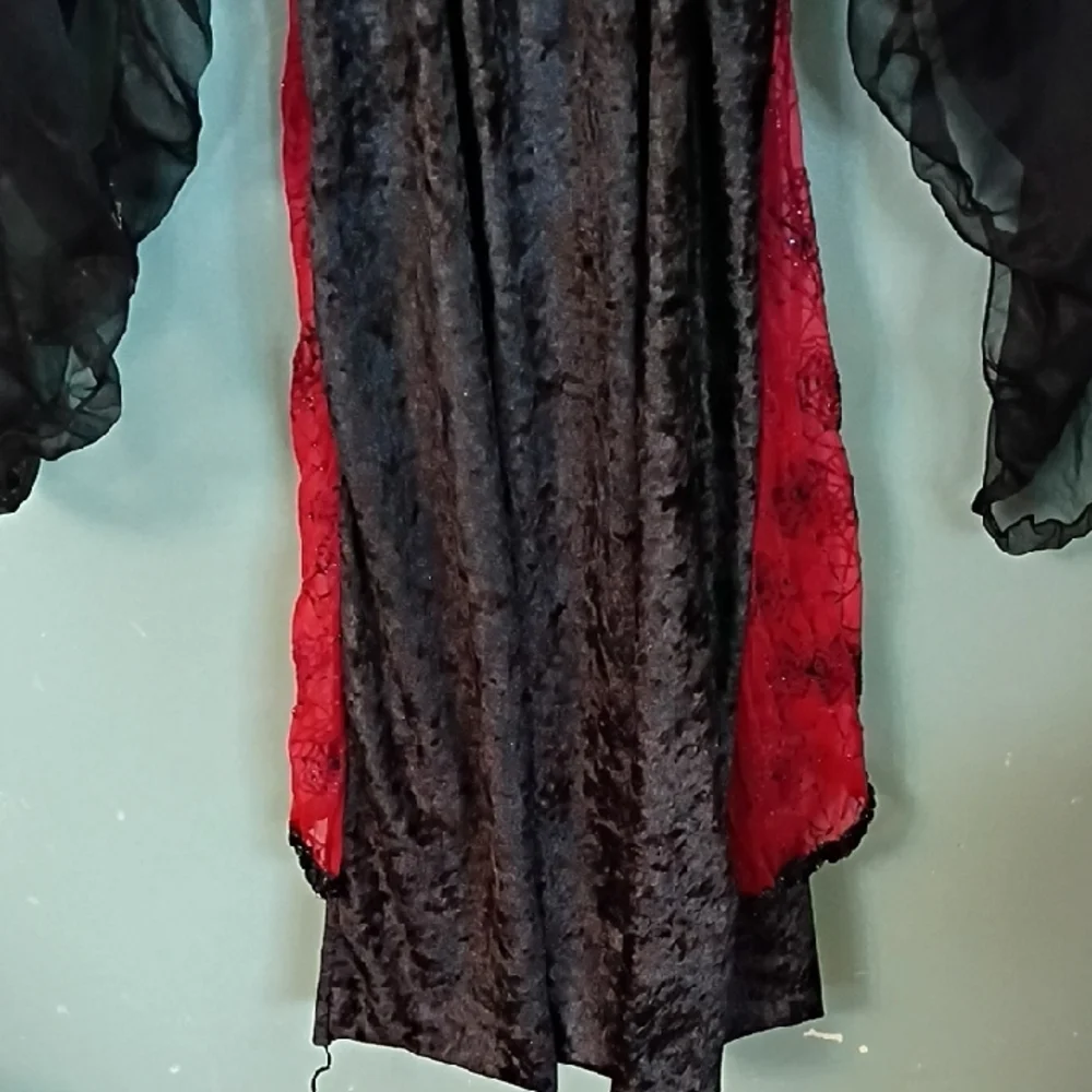 Girls Small Vampiress Red and Black Crushed Velvet Costume